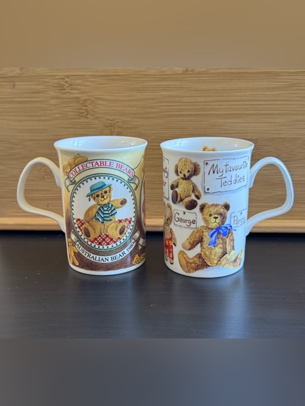 Vintage ROY KIRKHAM Collectible Teddy Bears Bone China Mugs (1999) Set Of 2